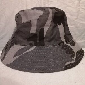 Grey Camo Bucket Hat Y2K Style Fashion